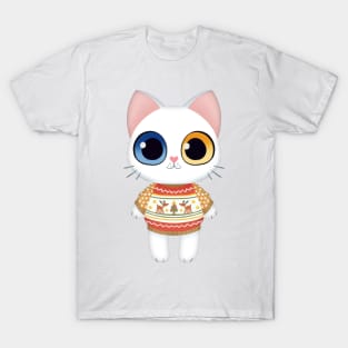 Holiday White Kitten T-Shirt